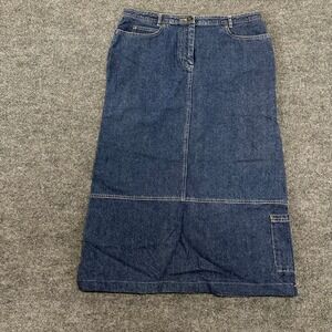 Christopher & Banks Denim Skirt Womens Size 12 Blue Maxi Straight Long Casual